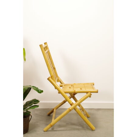 Vintage bamboe klapstoel, tuin stoel, horizontaal