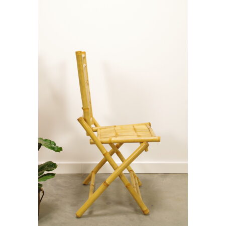 Vintage bamboe klapstoel, tuin stoel, verticaal