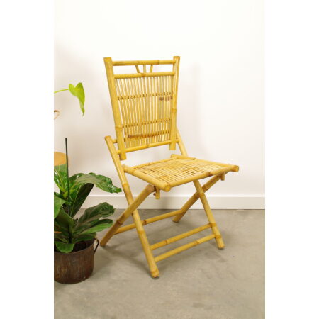 Vintage bamboe klapstoel, tuin stoel, verticaal