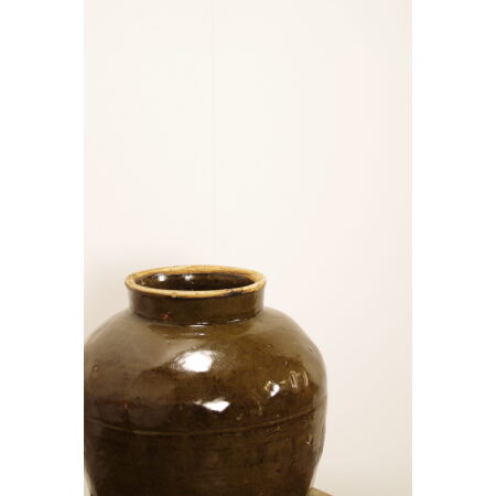 Grote oude aardewerk vaas uit China, donkergroen