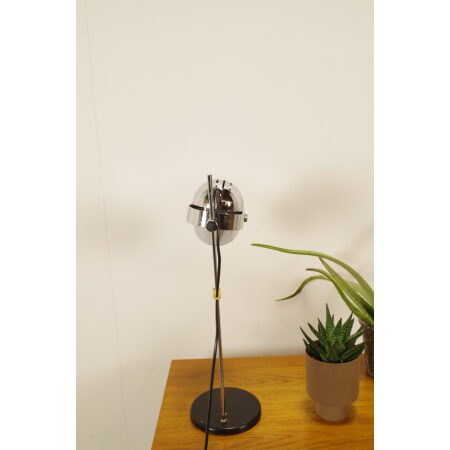 Vintage chromen tafellamp met verstelbare spot, bureaulamp