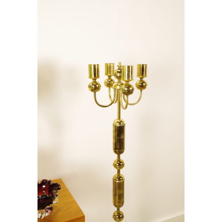 Vintage design messing staande lamp, gouden vloerlamp Kamenicky Senov