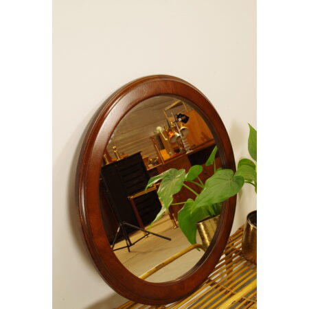 Vintage ronde houten spiegel