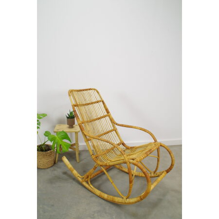 Vintage rotan schommelstoel, rotan stoel