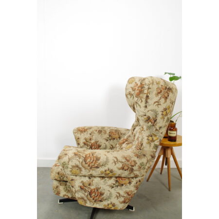 Vintage draai fauteuil bloemen, stoel met bloemenstof