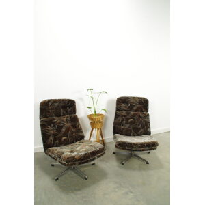 Vintage design jaren 60 draaifauteuil paisley stof, stoel