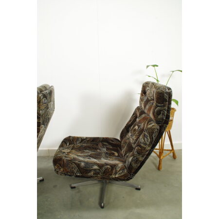 Vintage design jaren 60 draaifauteuil paisley stof, stoel