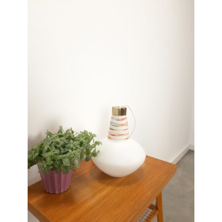 Vintage design hanglamp melkglas met oranje rode strepen, Zukov