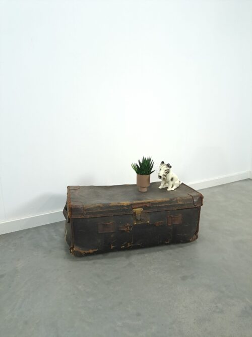 Vintage oude leren koffer | hutkoffer