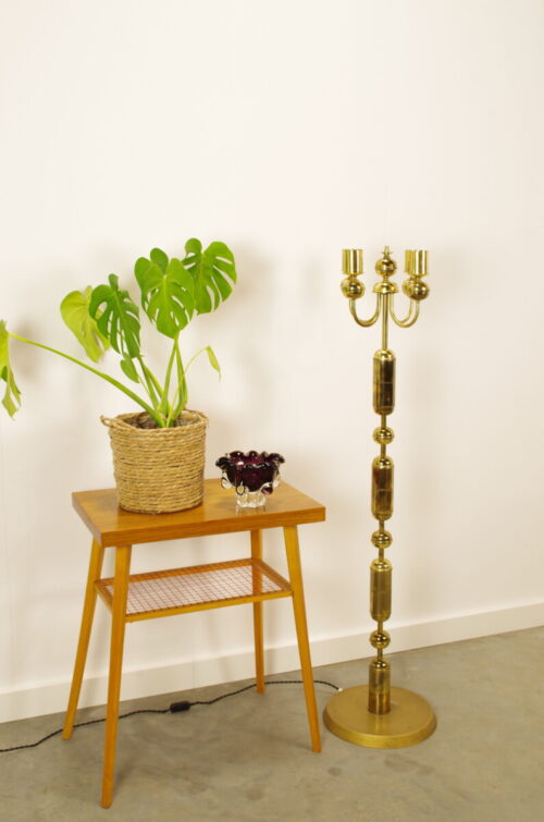 Vintage design messing staande lamp, gouden vloerlamp Kamenicky Senov