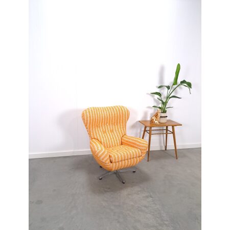 Vintage draai fauteuil, oranje, draai stoel, relax fauteuil
