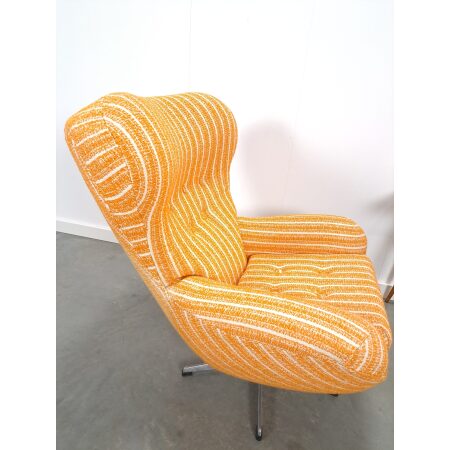 Vintage draai fauteuil, oranje, draai stoel, relax fauteuil
