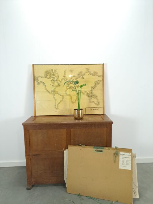 Vintage oude houten kaartenhouder, kaartenbak