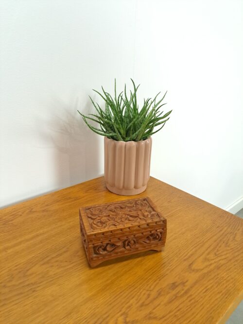 vintage houten sieradenkistje, sieradendoosje