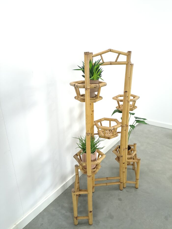 Vintage bamboe plantenrek, roomdivider planten