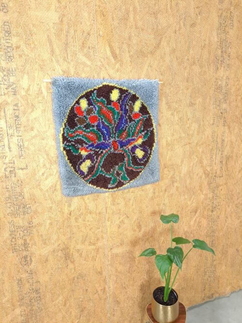 Vintage wandkleed bloemen grijs, wandtapijt