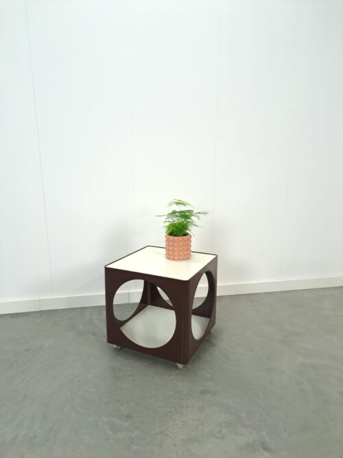Vintage kubus space age bruine kunststof tafel, salontafel