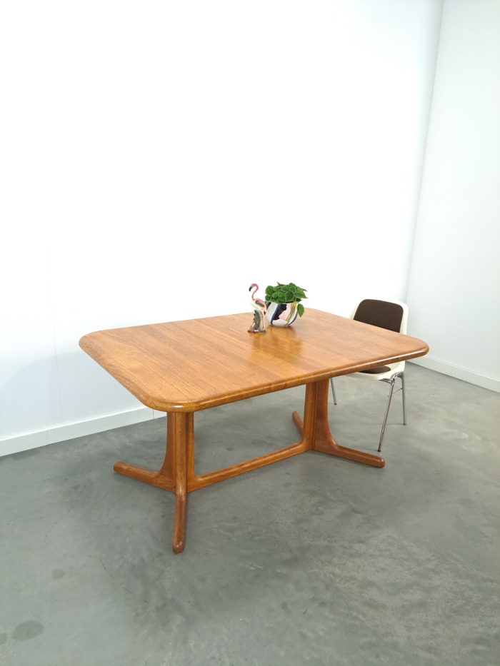 Vintage XL uitschuifbare teak eettafel, houten eettafel