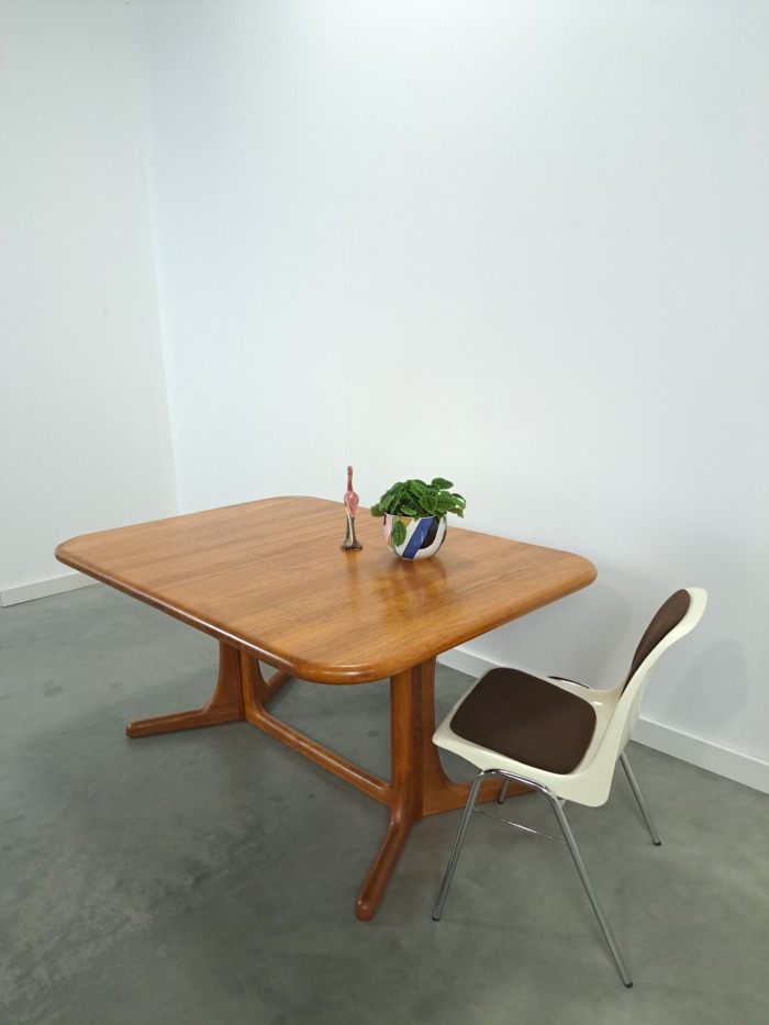 Vintage XL uitschuifbare teak eettafel, houten eettafel