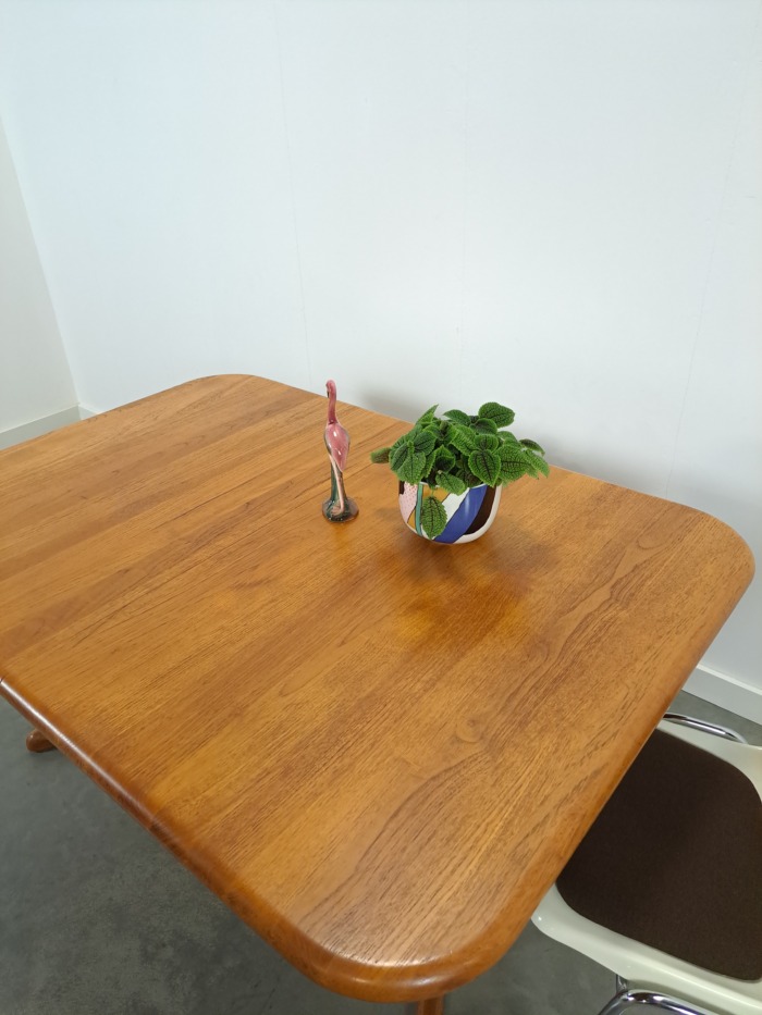 Vintage XL uitschuifbare teak eettafel, houten eettafel
