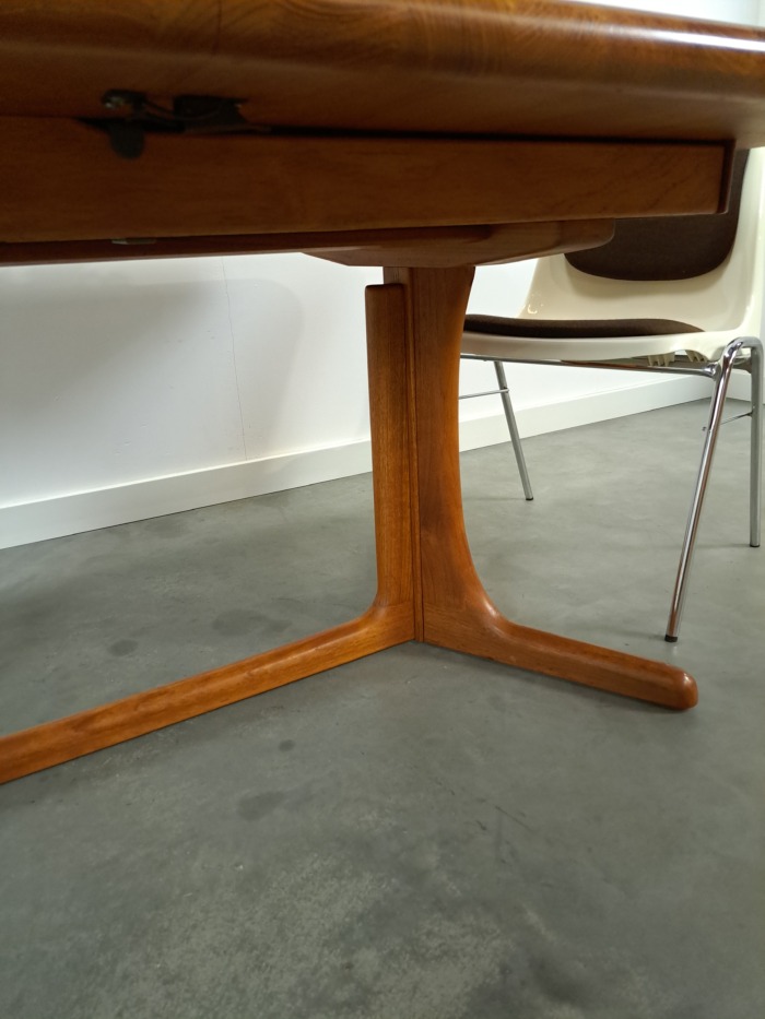 Vintage XL uitschuifbare teak eettafel, houten eettafel