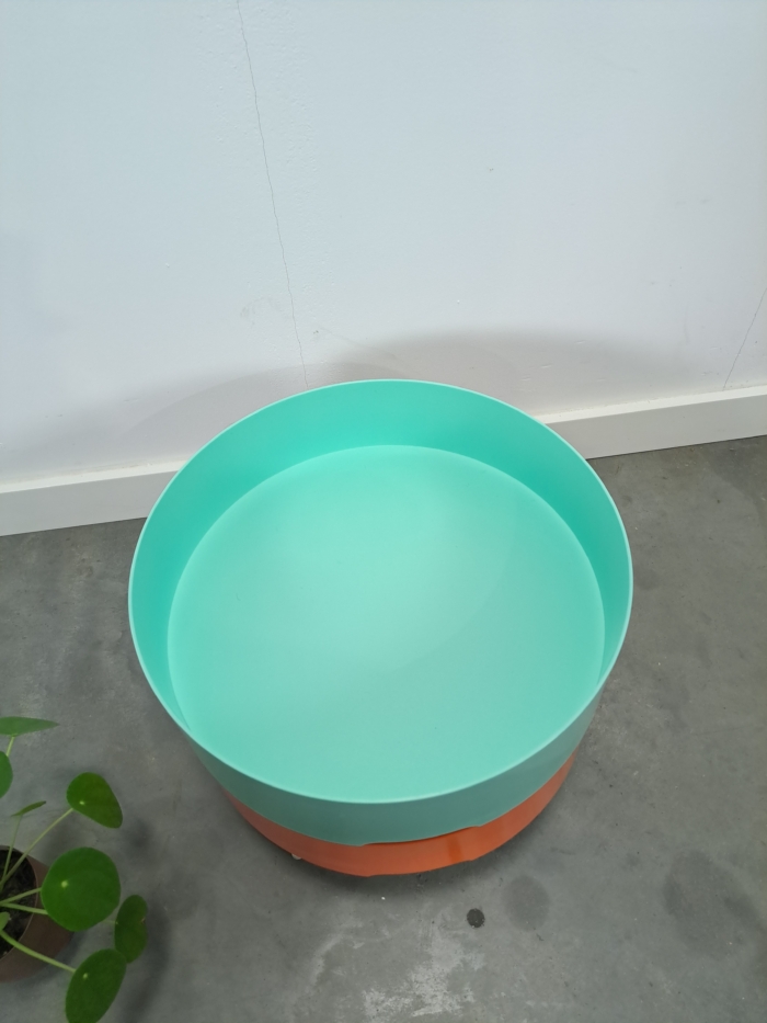 Vintage Ikea PS 2014 gekleurde kunststof opbergtafel Richardson, bijzettafel