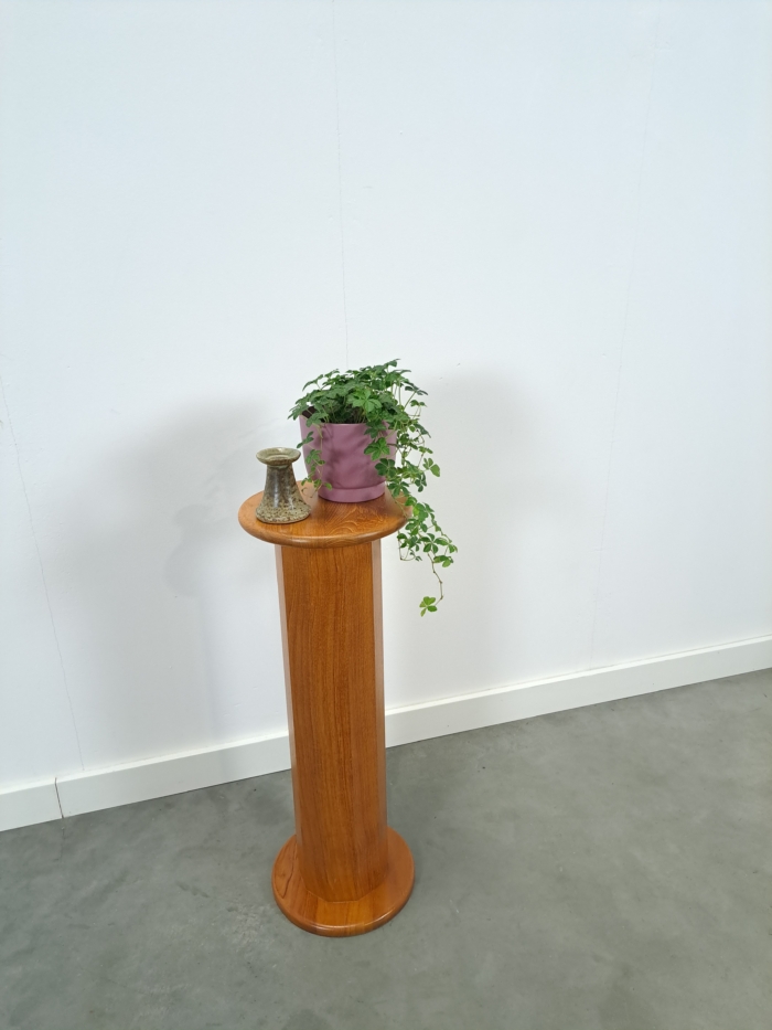 Vintage teakhouten pilaar, planten standaard