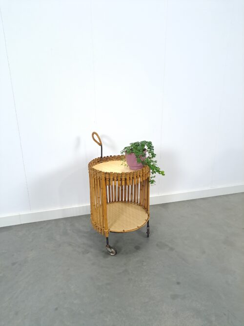 Vintage bamboe trolley, bijzettafel