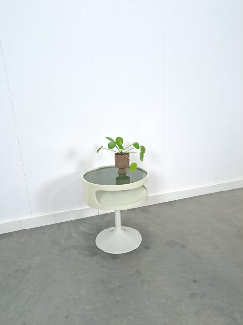 Vintage space age design tafel Opal Möbel met rookglazen blad