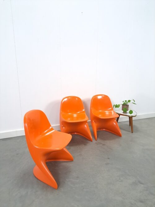 Vintage oranje kunststof Casalino I kinderstoel
