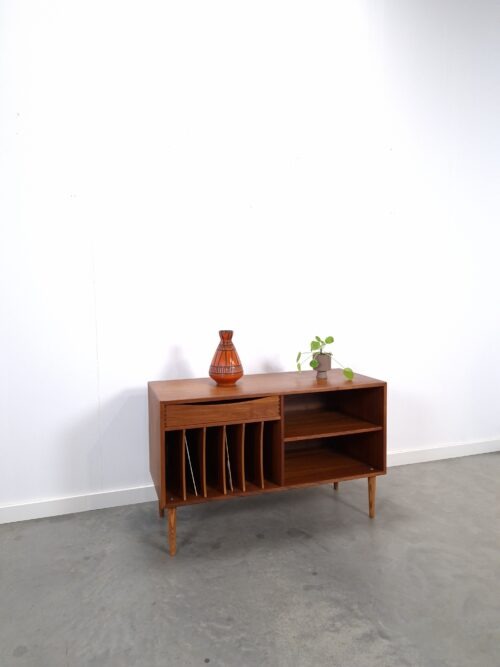 Vintage teak LP kast met lade, TV & mediameubel, dressoir