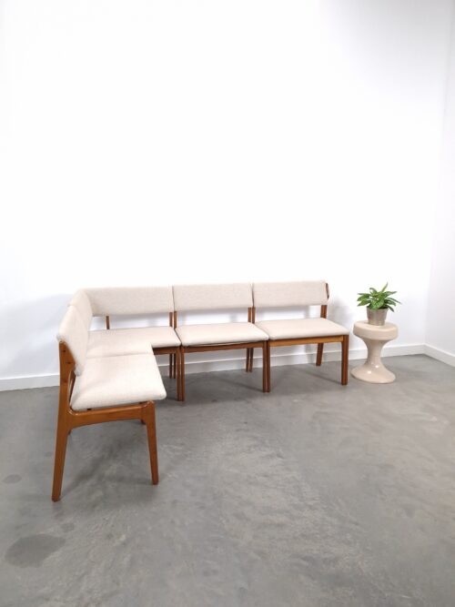 Vintage Deense modulaire teak houten hoekbank van Erik Buch voor Odense Møbler, model Dinette, eetkamerbank